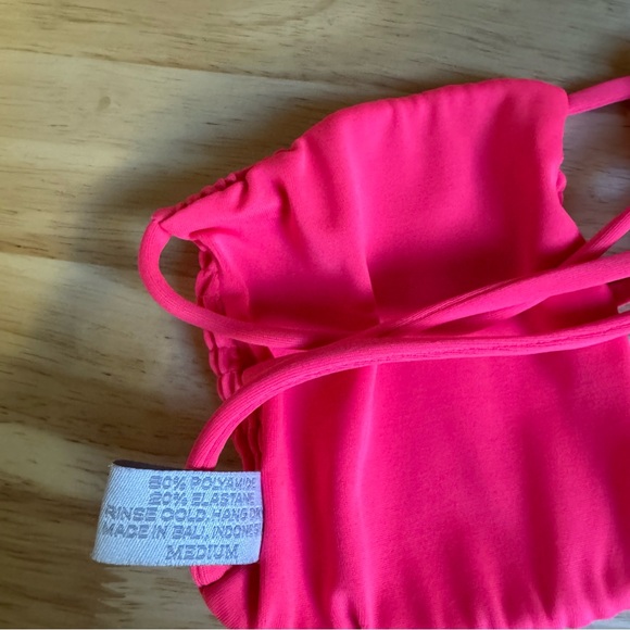Indah Neon Pink Ruched Strapless Bandeau Bikini Top - Picture 5 of 5